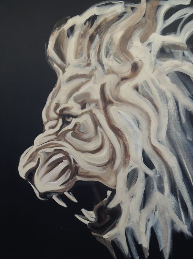 peinture toile ROARING LION