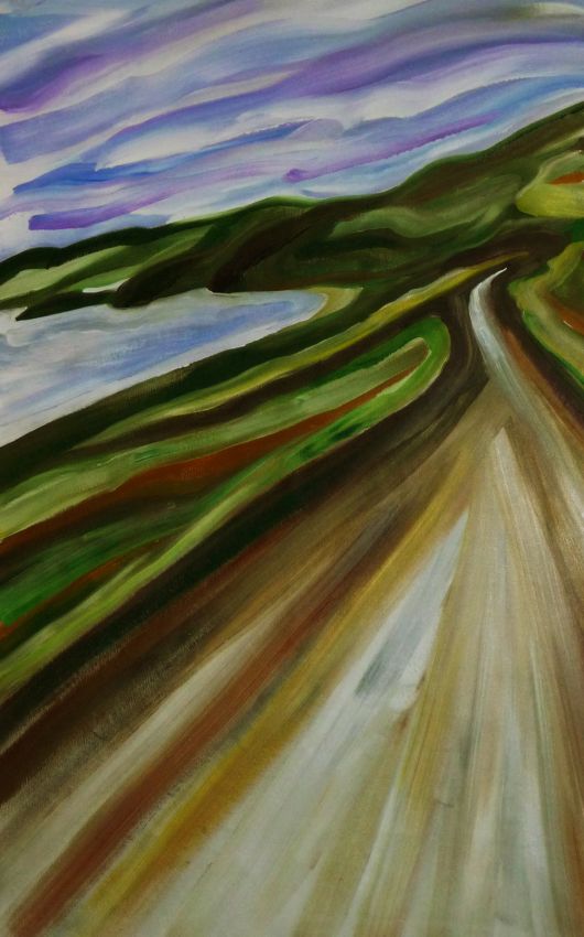 peinture toile ON THE ROAD, Sunday April 3